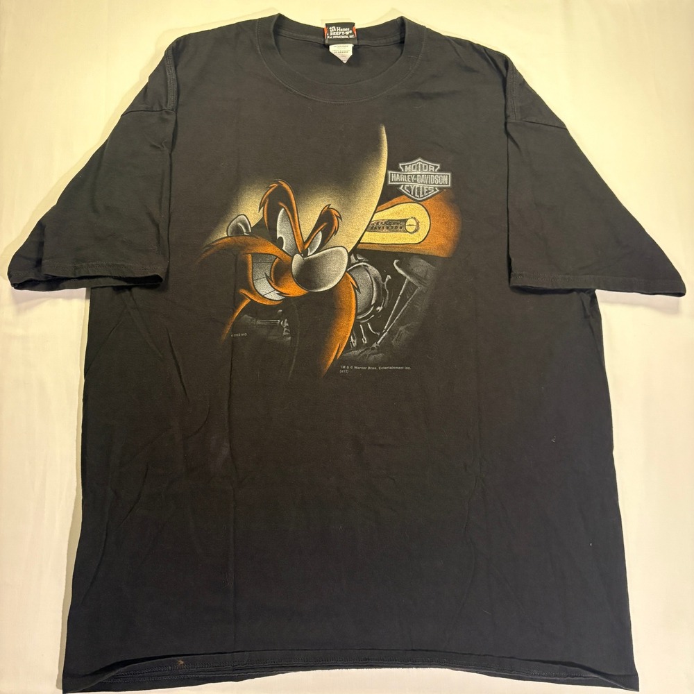 VTG Harley-Davidson Looney Tunes Yosemite Sam Kokomo IN Black T-Shirt 2XL
